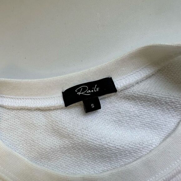 RAILS Kinsey Ruffled Fringed‎ Crewneck Sweatshirt in White size small cotton - Picture 5 of 9